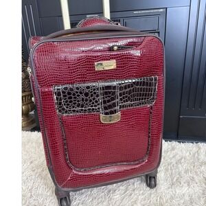 Samantha Brown Red Croc Embossed Carry On Luggage‎ Spinner Wheels Travel Bag